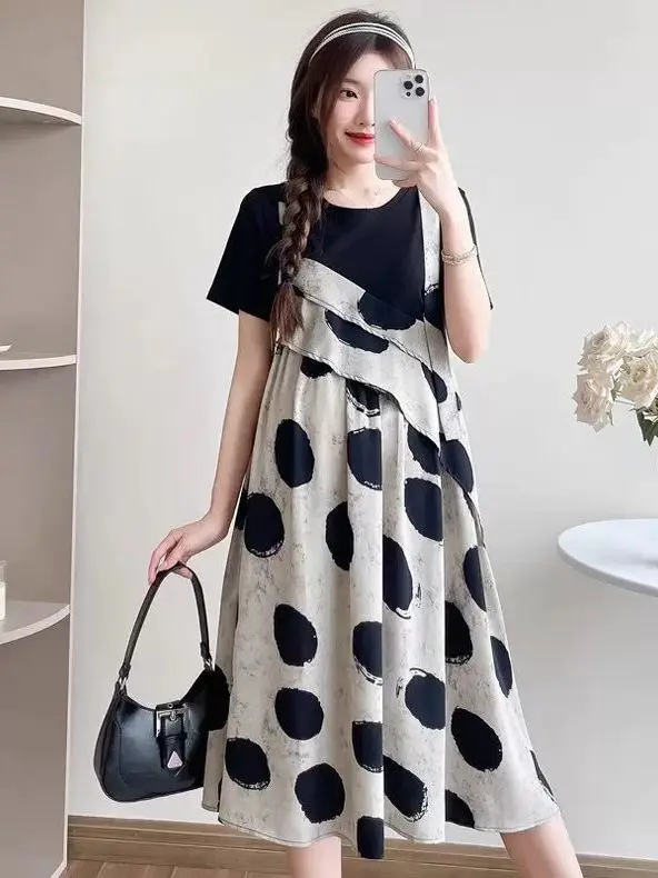 Летний принт трапециевидной формы с бретелями, одежда больших размеров, скрывает плотность и стройность, дизайн в горошек, повседневная одежда для поездок на работу...
Летний принт трапециевидной формы с бретелями, одежда больших размеров, скрывает плотность и стройность, дизайн в горошек, повседневная одежда для поездок на работу...