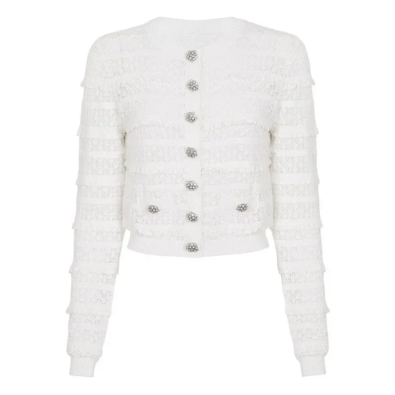 Fashionable Heavy Embroidered Lace Knitted Long Sleeve Lady's Cardigan Coat Spring Autumn New Style round Neck Short Length
Fashionable Heavy Embroidered Lace Knitted Long Sleeve Lady's Cardigan Coat Spring Autumn New Style round Neck Short Length