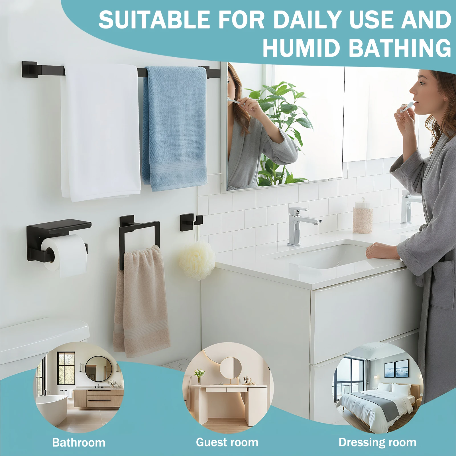 20-Pieces Stainless Steel Bath Towel Bar Set Bathroom Accessories Towel Bar Set Towel Rack/Toilet Paper Holder/Towel Ring/Hook
20-Pieces Stainless Steel Bath Towel Bar Set Bathroom Accessories Towel Bar Set Towel Rack/Toilet Paper Holder/Towel Ring/Hook