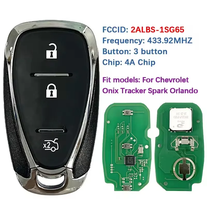 KEYECU Replacement Smart Remote Control Key Fob 3Buttons 433.92Mhz 4A Chip 2ALBS-1SG65 for Chevrolet Onix Tracker Spark Orland
KEYECU Replacement Smart Remote Control Key Fob 3Buttons 433.92Mhz 4A Chip 2ALBS-1SG65 for Chevrolet Onix Tracker Spark Orland