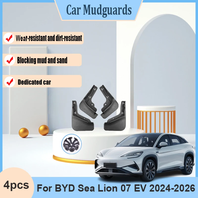 For BYD Sea Lion 07 EV 2024 2025 2026 Sealion 7 Car Flap 4 PCS Splash-proof Splash Guards Flap Mudguards Fender Mud Guard Part 
For BYD Sea Lion 07 EV 2024 2025 2026 Sealion 7 Car Flap 4 PCS Splash-proof Splash Guards Flap Mudguards Fender Mud Guard Part