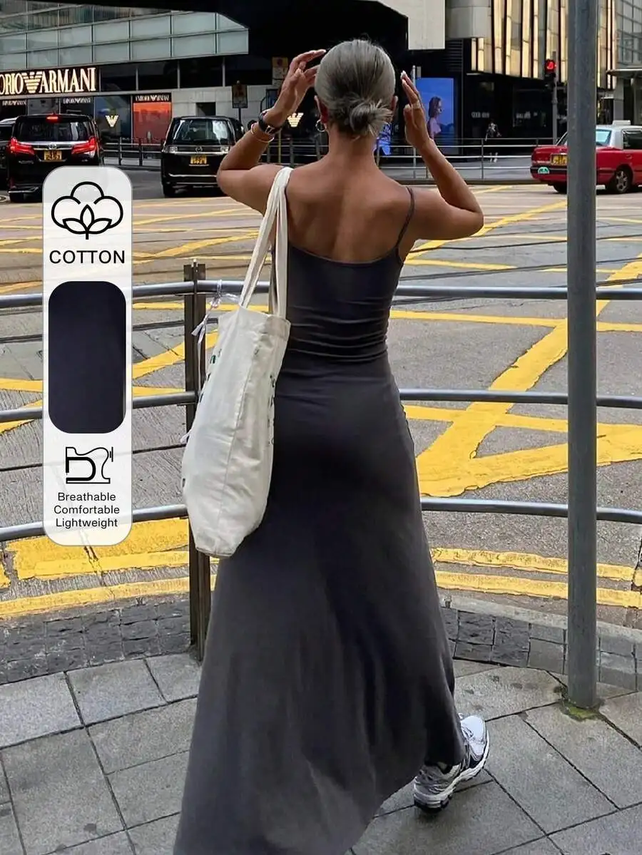Solid Color Backless Spaghetti Strap Maxi Dress for Summer Casual Wear
Solid Color Backless Spaghetti Strap Maxi Dress for Summer Casual Wear