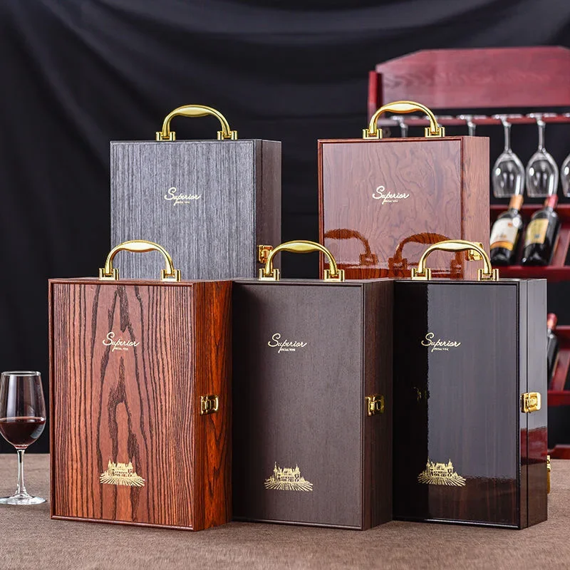 Double Leather Box Wine Bottle Box Luxury Handle Wooden Wine Box Organizer Gift Wood Wine Holder for 2 Red Wine Champagne
Double Leather Box Wine Bottle Box Luxury Handle Wooden Wine Box Organizer Gift Wood Wine Holder for 2 Red Wine Champagne