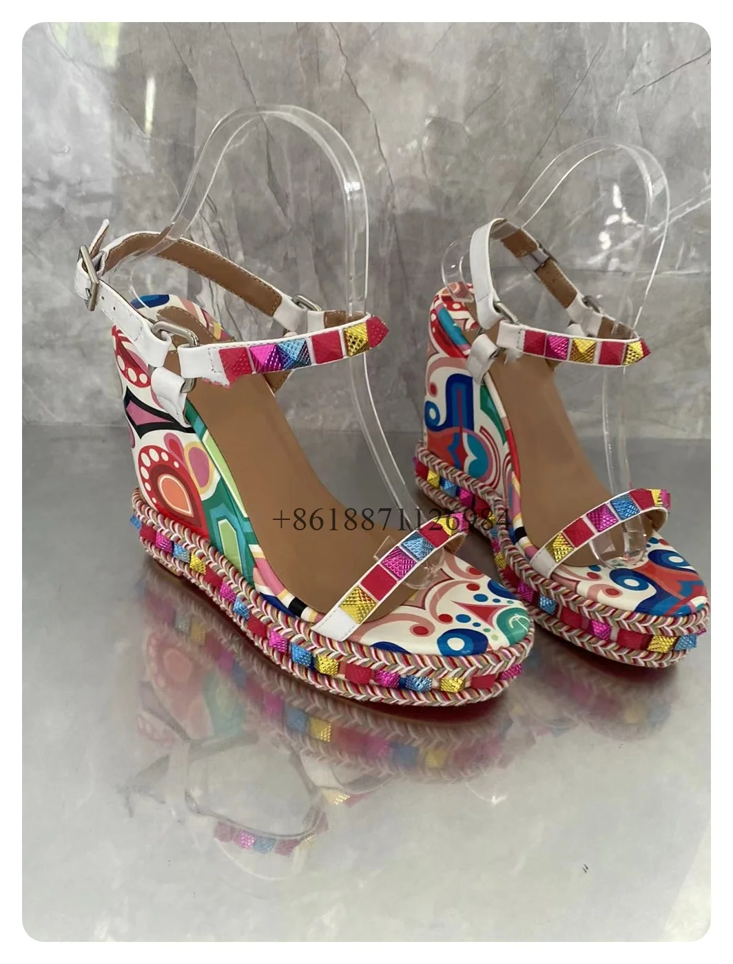 Ankle Strap Print Round Toe Platform Summer Women Sandals Wedges Super High Heels Buckle Strap Design Large Size Party Shoes
Ankle Strap Print Round Toe Platform Summer Women Sandals Wedges Super High Heels Buckle Strap Design Large Size Party Shoes