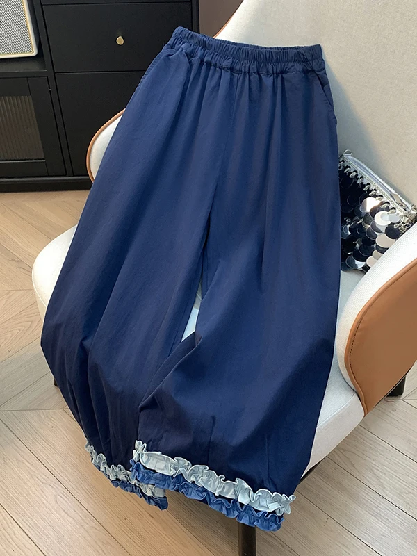 Casual Wide Leg Pants High Waist Patchwork Nine Points Loose Fit Straight Cut Trousers for plus Size Women Korean Sle
Casual Wide Leg Pants High Waist Patchwork Nine Points Loose Fit Straight Cut Trousers for plus Size Women Korean Sle