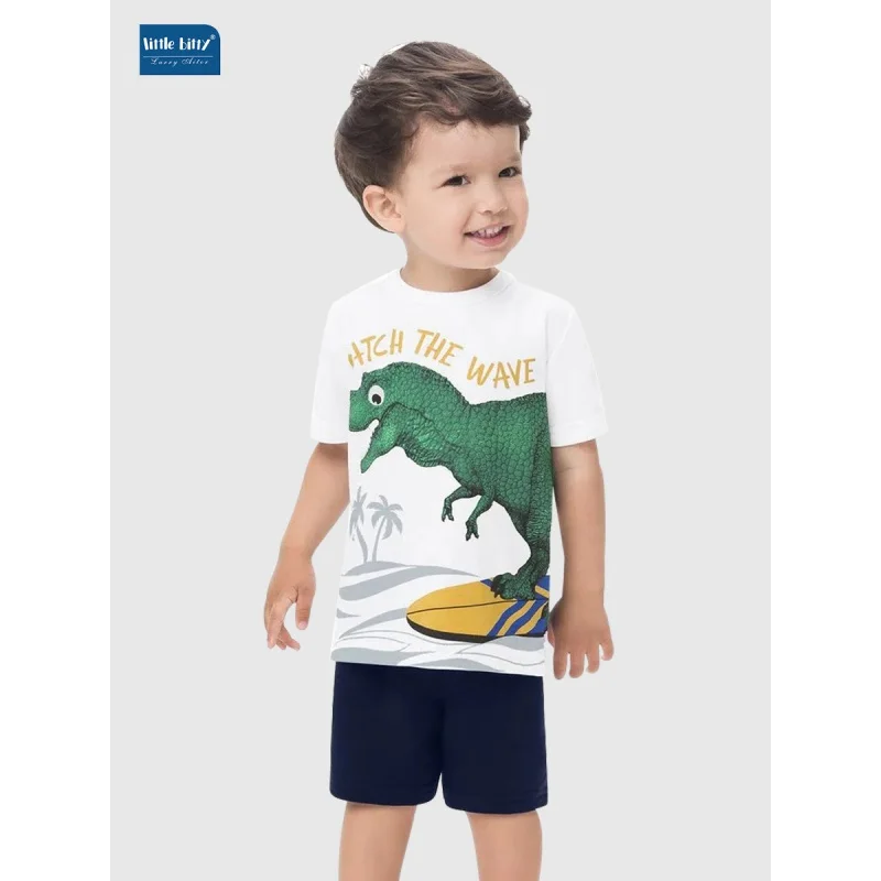 Trendy Spring and Summer New Boys' Short Sleeve round Neck Suit Summer Children's CuteTT-shirt Dinosaur Kids Clothes Two-Piece S
Trendy Spring and Summer New Boys' Short Sleeve round Neck Suit Summer Children's CuteTT-shirt Dinosaur Kids Clothes Two-Piece S