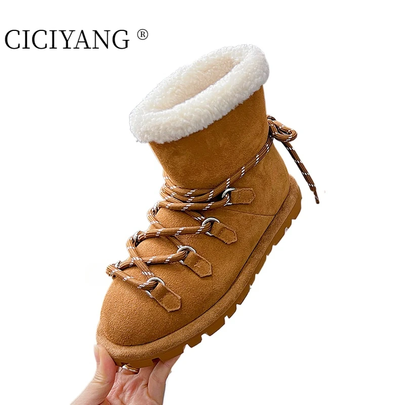 CICIYANG/женские зимние ботинки из натуральной кожи, новинка зимы 2024, нескользящие женские ботинки, повседневные женские ботильоны на плоской подошве
CICIYANG/женские зимние ботинки из натуральной кожи, новинка зимы 2024, нескользящие женские ботинки, повседневные женские ботильоны на плоской подошве