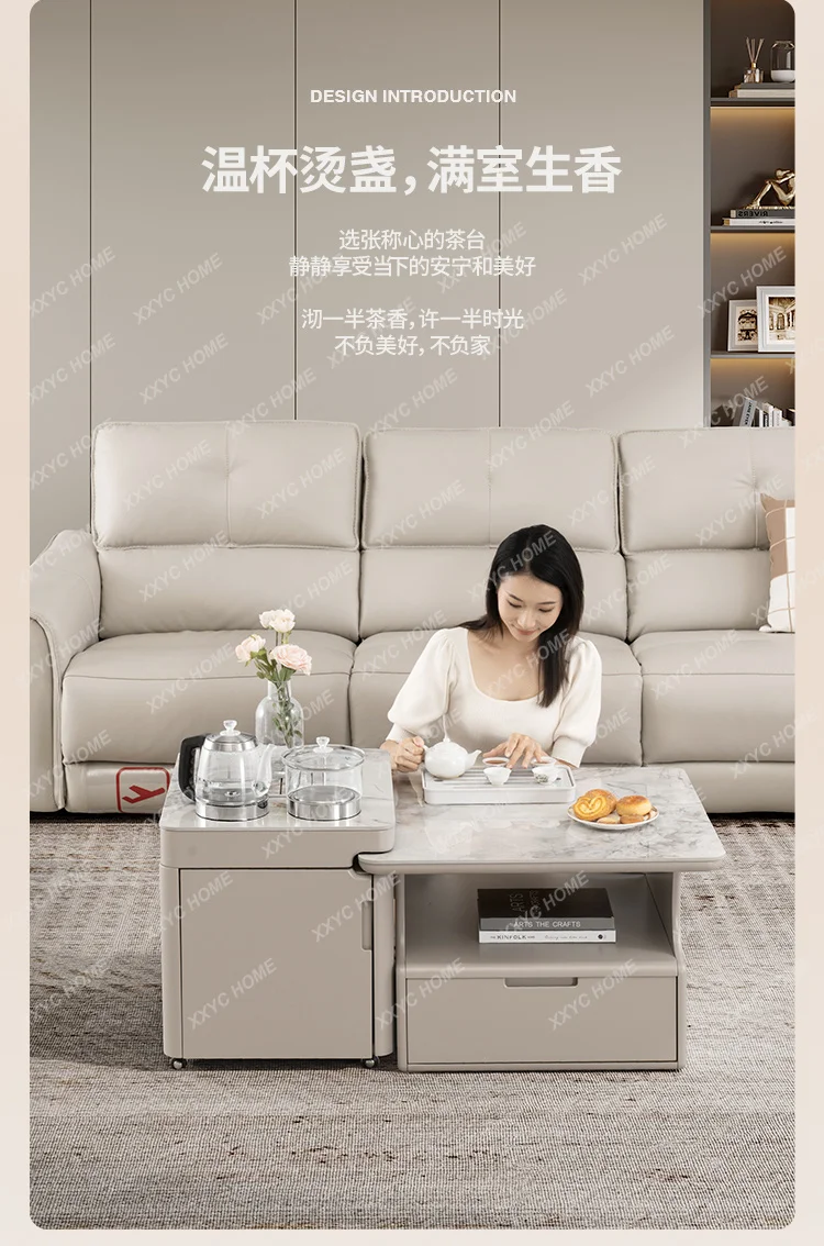 Modern simple rock slab combination coffee table living room furniture movable tea table
Modern simple rock slab combination coffee table living room furniture movable tea table
