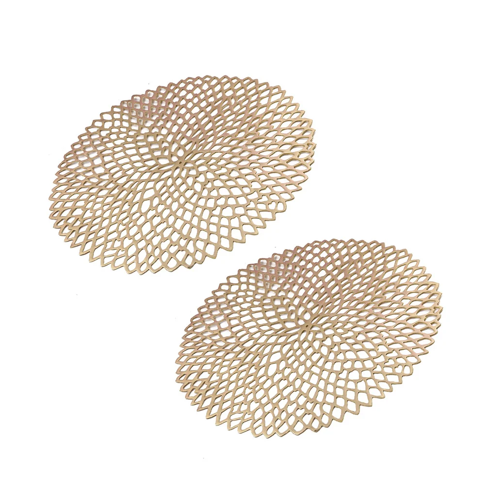 2Pcs PVC Hollow out Mesh Design Heat resistant Anti scald Placemat Golden for Kitchen Table Insulation Round Practical
2Pcs PVC Hollow out Mesh Design Heat resistant Anti scald Placemat Golden for Kitchen Table Insulation Round Practical