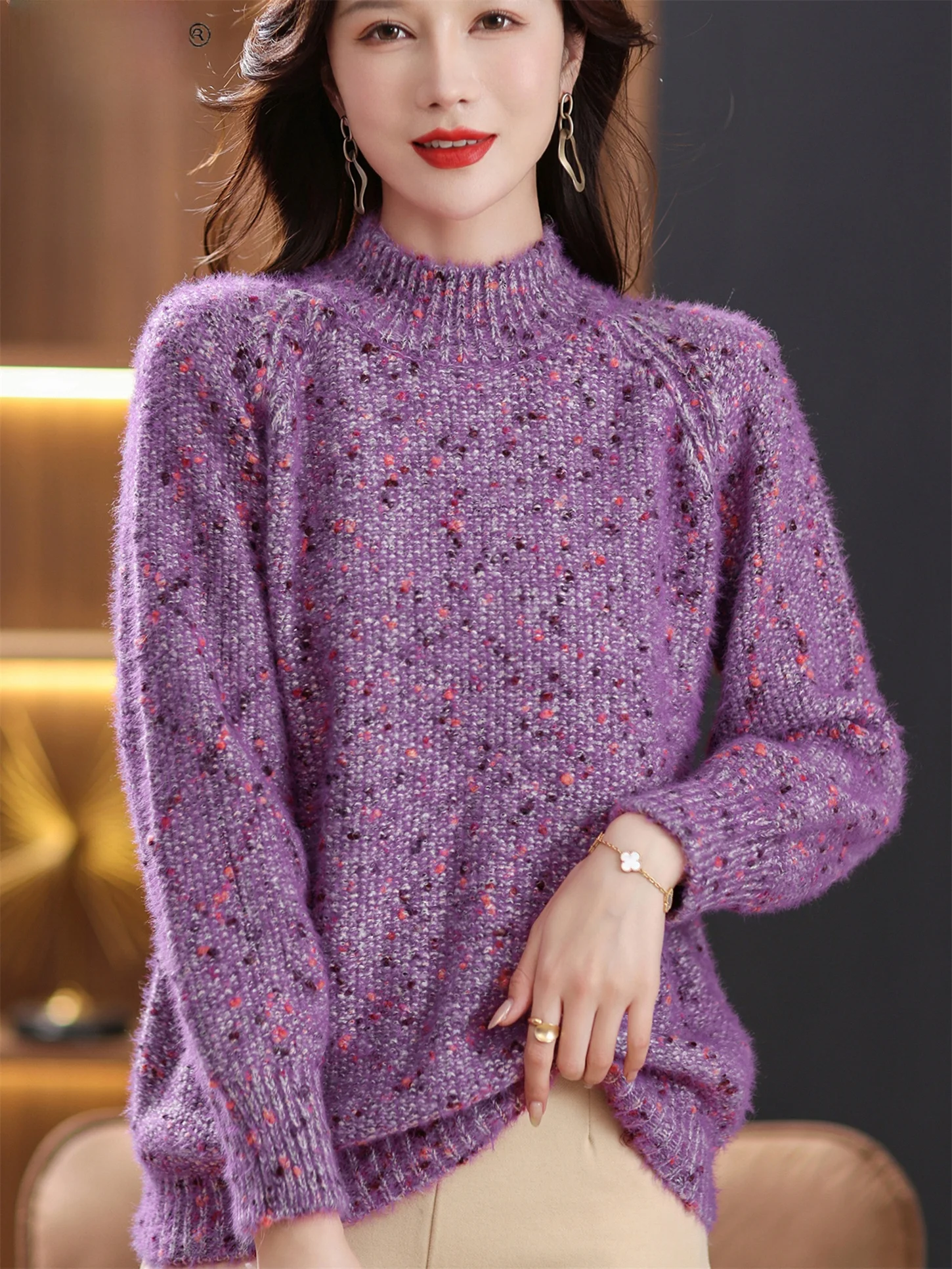 Faionable High Ne Woolen Knitwear Loose Women's Top for Young Mothers Spring Autumn New Sle ape Casual Wear
Faionable High Ne Woolen Knitwear Loose Women's Top for Young Mothers Spring Autumn New Sle ape Casual Wear