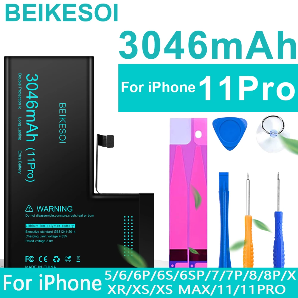 BEIKESOI Phone Battery For iPhone 5S 5 6S 6 7 8 Plus X SE SE2 XR XS 11 12 13 Mini Pro Max Replacement Bateria 4 4S 7 Tool
BEIKESOI Phone Battery For iPhone 5S 5 6S 6 7 8 Plus X SE SE2 XR XS 11 12 13 Mini Pro Max Replacement Bateria 4 4S 7 Tool