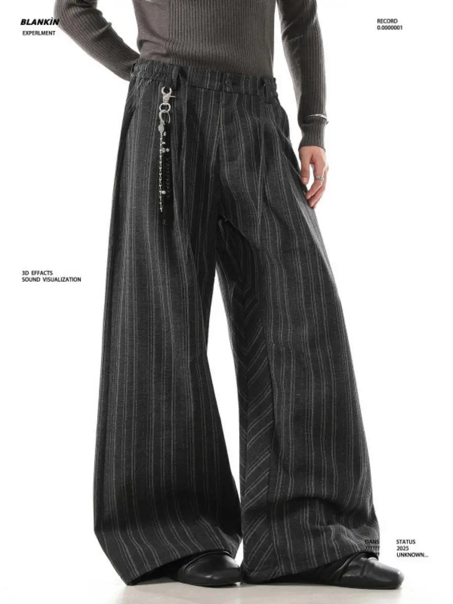 American Simple Striped Pleated Wide Leg Pants Men's Casual Long Trousers Business Style Loose Fit All-Match Elegant
American Simple Striped Pleated Wide Leg Pants Men's Casual Long Trousers Business Style Loose Fit All-Match Elegant