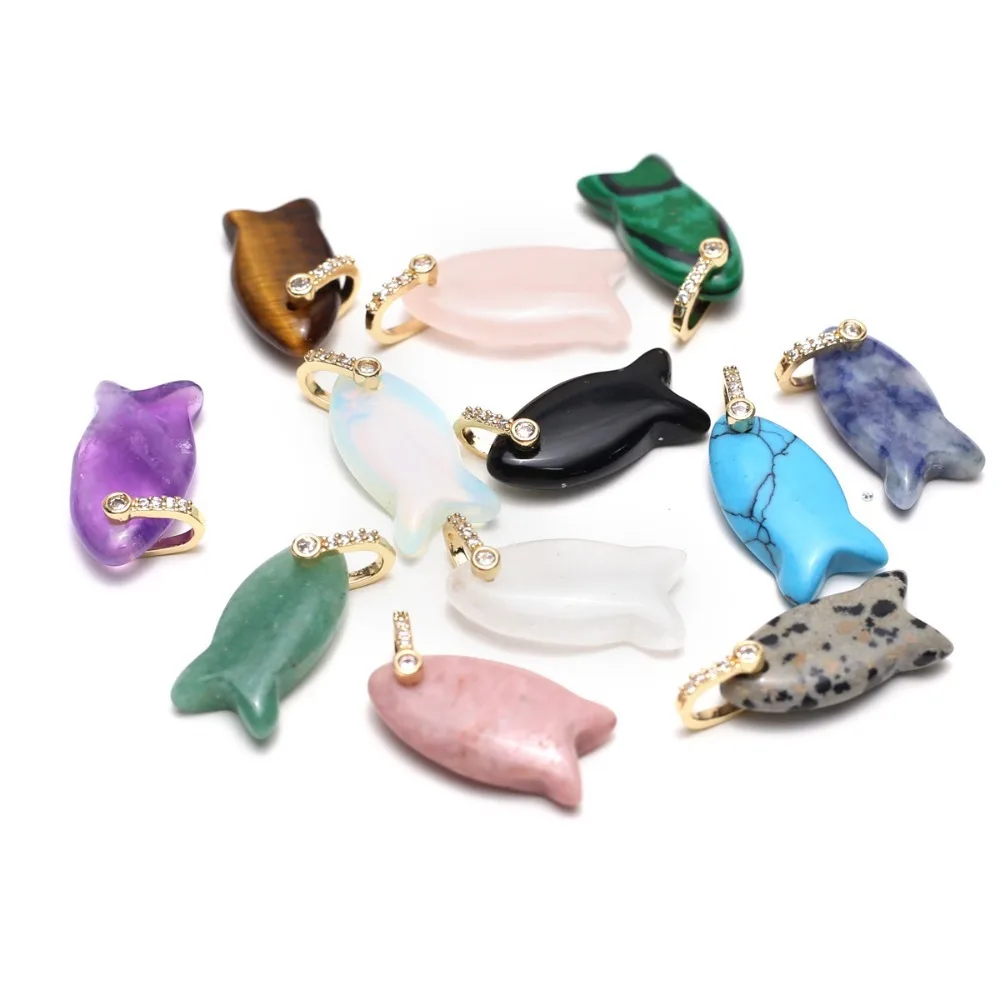 Wholesale 10pcs Natural Stone Fish Shape Gems Pendants Gold Color Diamond Buckle Charms for Handmade Jewelry Making Necklace
Wholesale 10pcs Natural Stone Fish Shape Gems Pendants Gold Color Diamond Buckle Charms for Handmade Jewelry Making Necklace