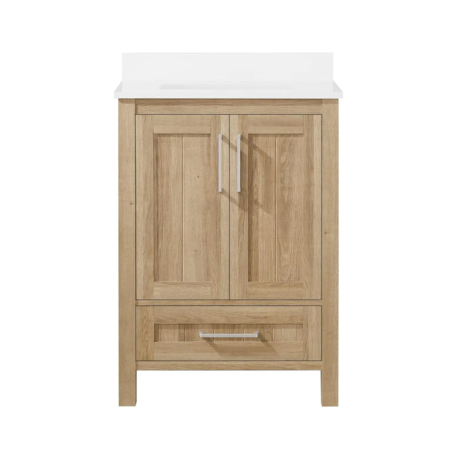 24" Single Bathroom Vanity Set w/ Ceramic Sink Countertop Backsplash 2 Doors 1 Drawer White Oak Fully Assembled, Customized
24" Single Bathroom Vanity Set w/ Ceramic Sink Countertop Backsplash 2 Doors 1 Drawer White Oak Fully Assembled, Customized
