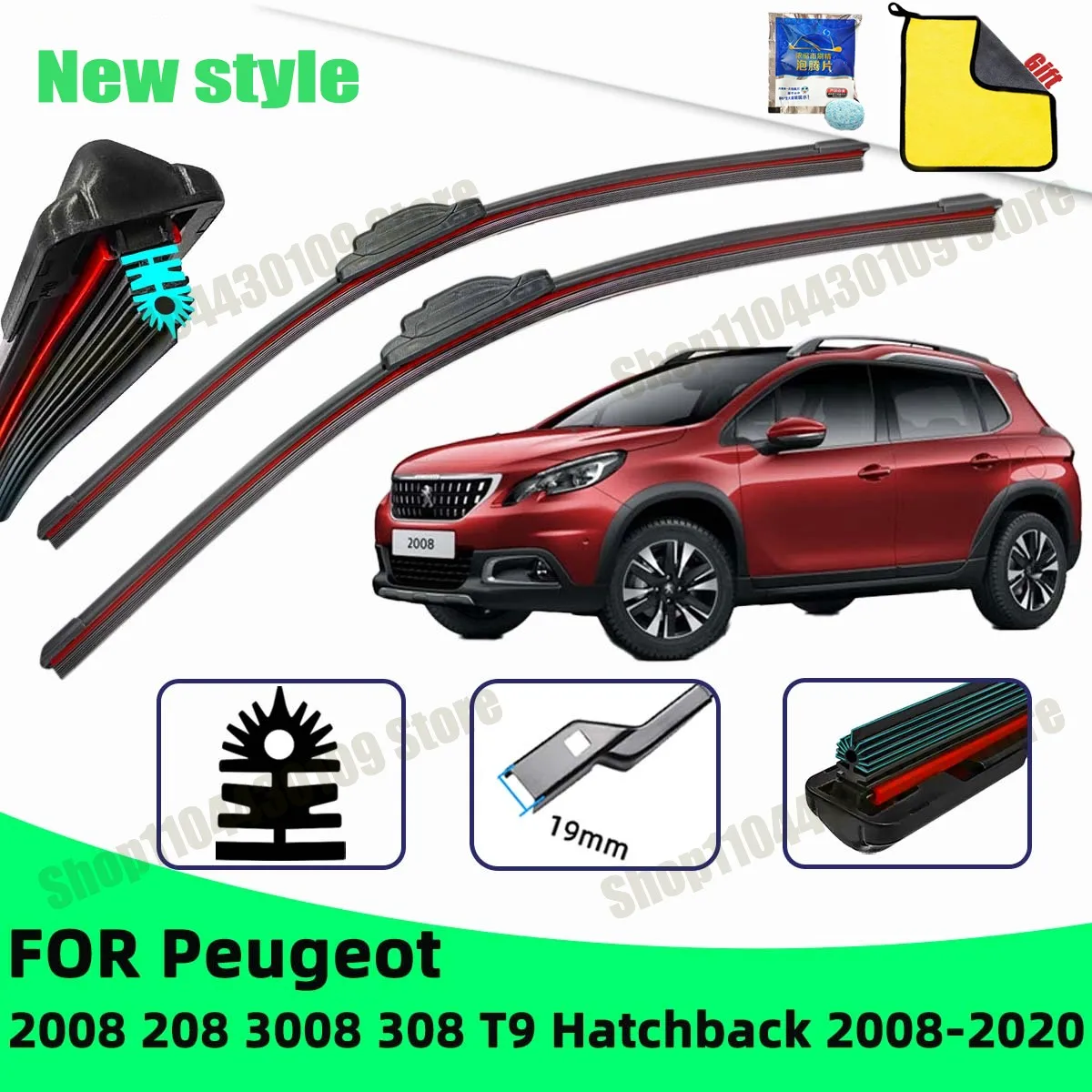 Car Wiper For Peugeot 2008 208 3008 308 T9 Hatchback 2008-2020 Front Windscreen Wipers Double Rubber Car Wiper Blades Car
Car Wiper For Peugeot 2008 208 3008 308 T9 Hatchback 2008-2020 Front Windscreen Wipers Double Rubber Car Wiper Blades Car