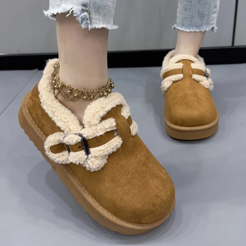 Удобные зимние ботинки с пряжкой и ремешком, женские лоскутные теплые ботинки на плоской подошве с круглым носком, женские зимние ботинки на плоской подошве, зима 2025 г., теплые женские ботинки из искусственного меха 
Удобные зимние ботинки с пряжкой и ремешком, женские лоскутные теплые ботинки на плоской подошве с круглым носком, женские зимние ботинки на плоской подошве, зима 2025 г., теплые женские ботинки из искусственного меха