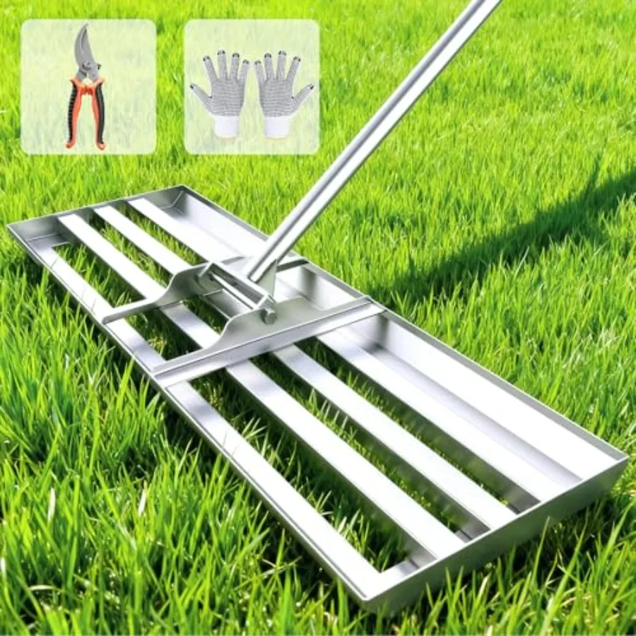 Lawn Leveling Rake 30"x10", Professional Stainless Steel Lawn Leveler Tool with Adjustable 78" Handle, Heavy Duty Anti-Fracture
Lawn Leveling Rake 30"x10", Professional Stainless Steel Lawn Leveler Tool with Adjustable 78" Handle, Heavy Duty Anti-Fracture