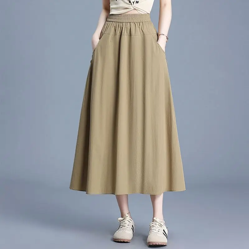 Women New Pocket Quick-drying Skirt 2025 Summer New Long High Waist Thin Skirts Female Loose Casual Umbrella Skirts U121
Women New Pocket Quick-drying Skirt 2025 Summer New Long High Waist Thin Skirts Female Loose Casual Umbrella Skirts U121