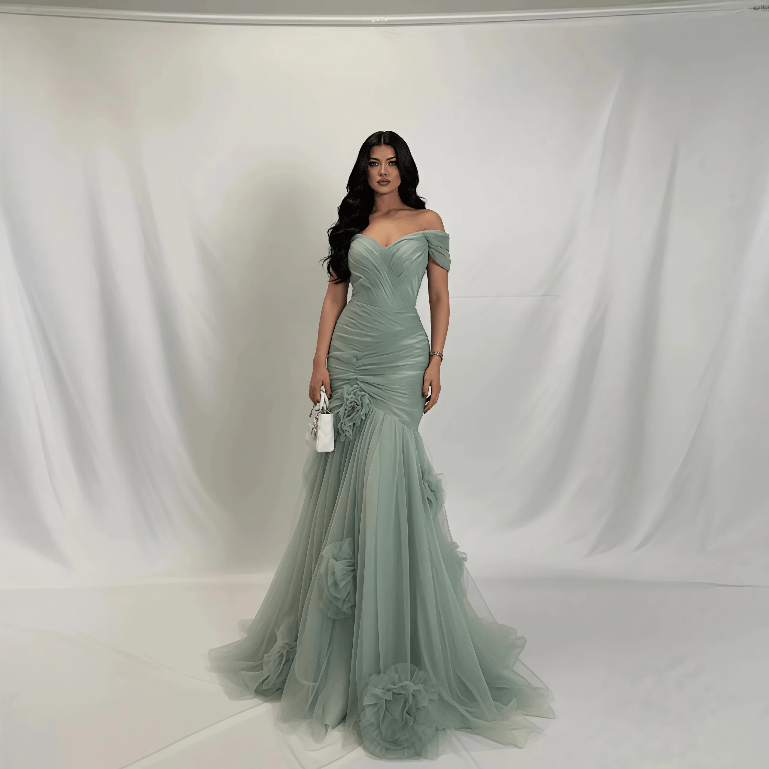 Customized for Special Occasions Prom Dress Mermaid Pleat Off Shoulder Tulle Appliques Arabia Evening Guest Vestidos De Noche
Customized for Special Occasions Prom Dress Mermaid Pleat Off Shoulder Tulle Appliques Arabia Evening Guest Vestidos De Noche