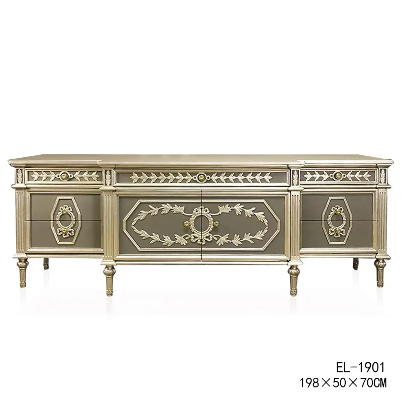 French solid wood living room TV cabinet high-end villa carved gold-painted audition cabinet household TV locker complete
French solid wood living room TV cabinet high-end villa carved gold-painted audition cabinet household TV locker complete
