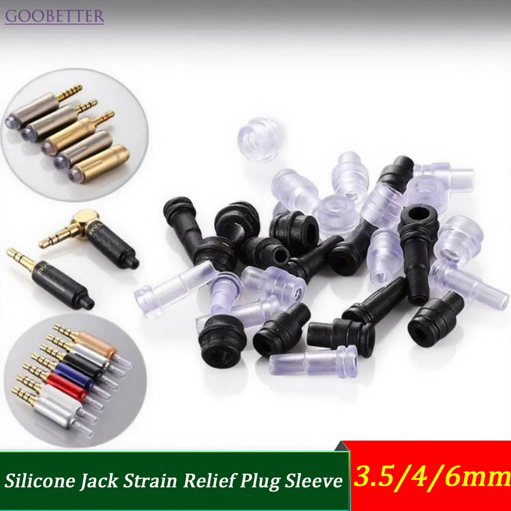 10Pcs Silicone 3.5mm Jack Strain Relief, 4mm/6mm Anti-Break Cable Protector Sleeve for DIY Earphone Repair - Black/Transparent
10Pcs Silicone 3.5mm Jack Strain Relief, 4mm/6mm Anti-Break Cable Protector Sleeve for DIY Earphone Repair - Black/Transparent