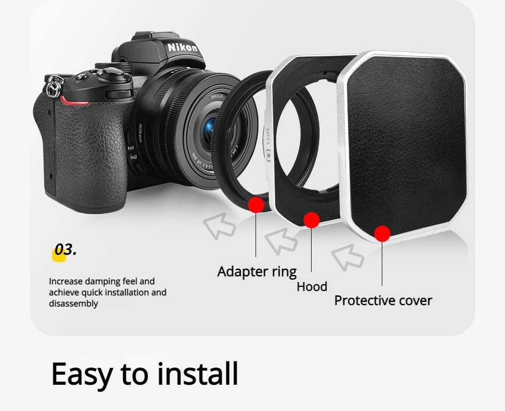 Металлический квадратный солнцезащитный козырек для объектива Nikon Z 16-50mmvr, универсальный, калибр 46 мм
Металлический квадратный солнцезащитный козырек для объектива Nikon Z 16-50mmvr, универсальный, калибр 46 мм