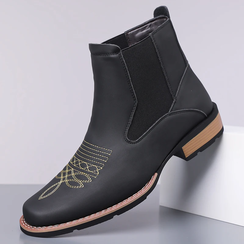Men's Boots Classic Black Chelsea Boots Luxury Pointed Leather Booties Thick Heel Business Dress Boots for Men Botas Para Hombre
Men's Boots Classic Black Chelsea Boots Luxury Pointed Leather Booties Thick Heel Business Dress Boots for Men Botas Para Hombre