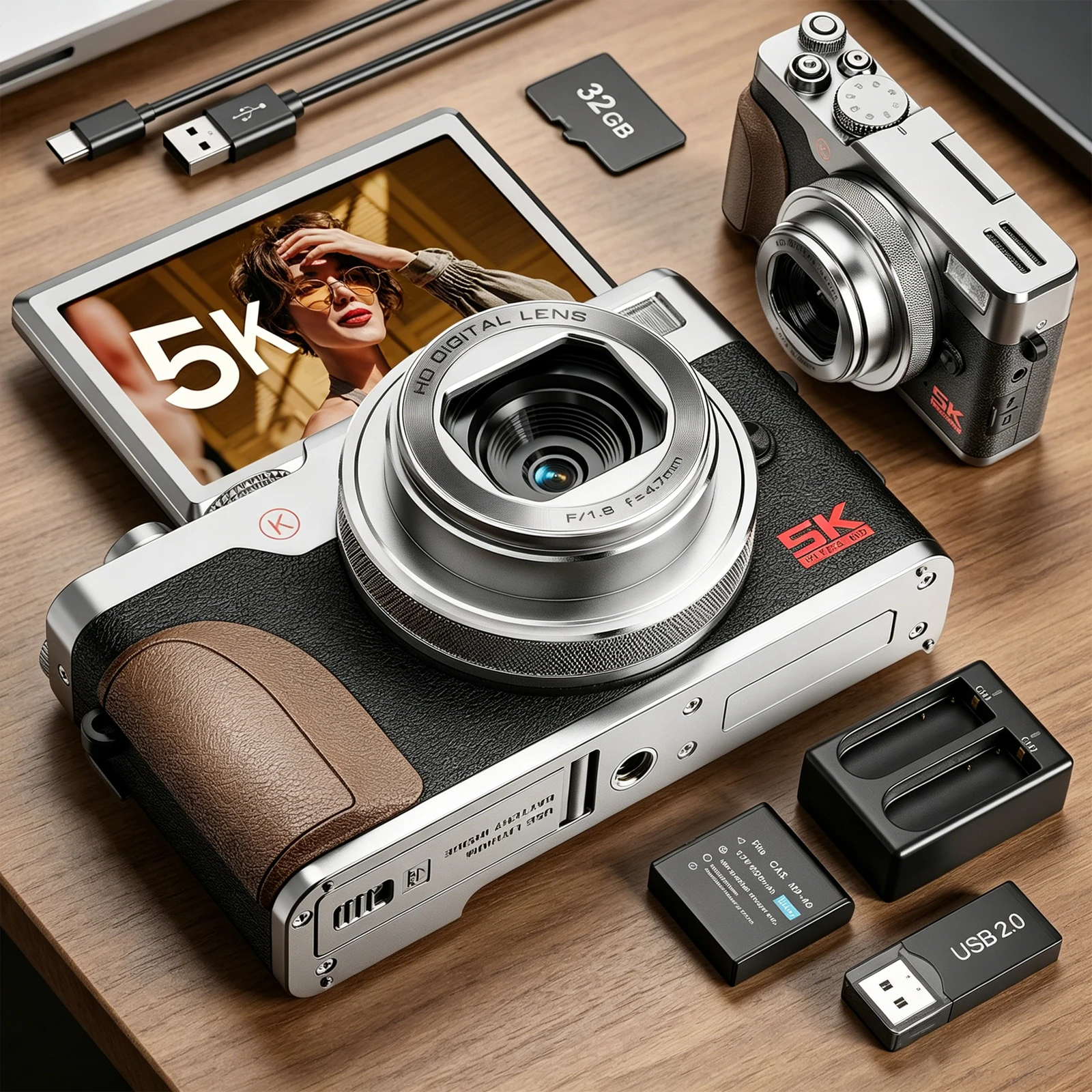 NBD K100 4K Digital Camera 64MP HD Video Camera with Flip Screen, 16X Zoom, Retro Style Compact Portable Vlog Camera for Girl
NBD K100 4K Digital Camera 64MP HD Video Camera with Flip Screen, 16X Zoom, Retro Style Compact Portable Vlog Camera for Girl