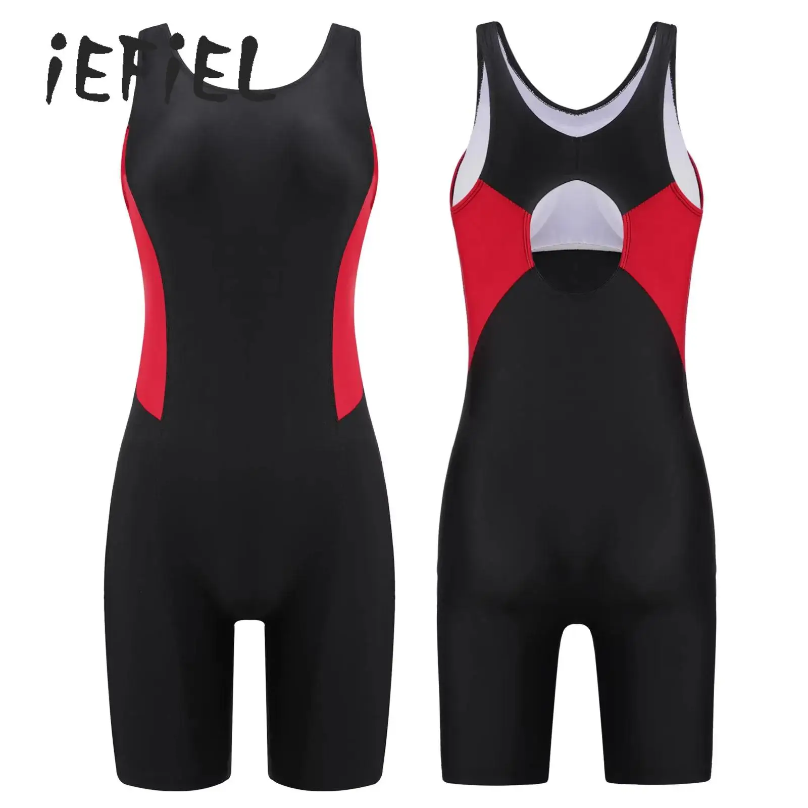 Womens Color Block One Piece Athletic Swimsuit Sleeveless Sports Tummy Control Bodysuit Boyleg Jumpsuit Swimwear Bathing Suits
Womens Color Block One Piece Athletic Swimsuit Sleeveless Sports Tummy Control Bodysuit Boyleg Jumpsuit Swimwear Bathing Suits