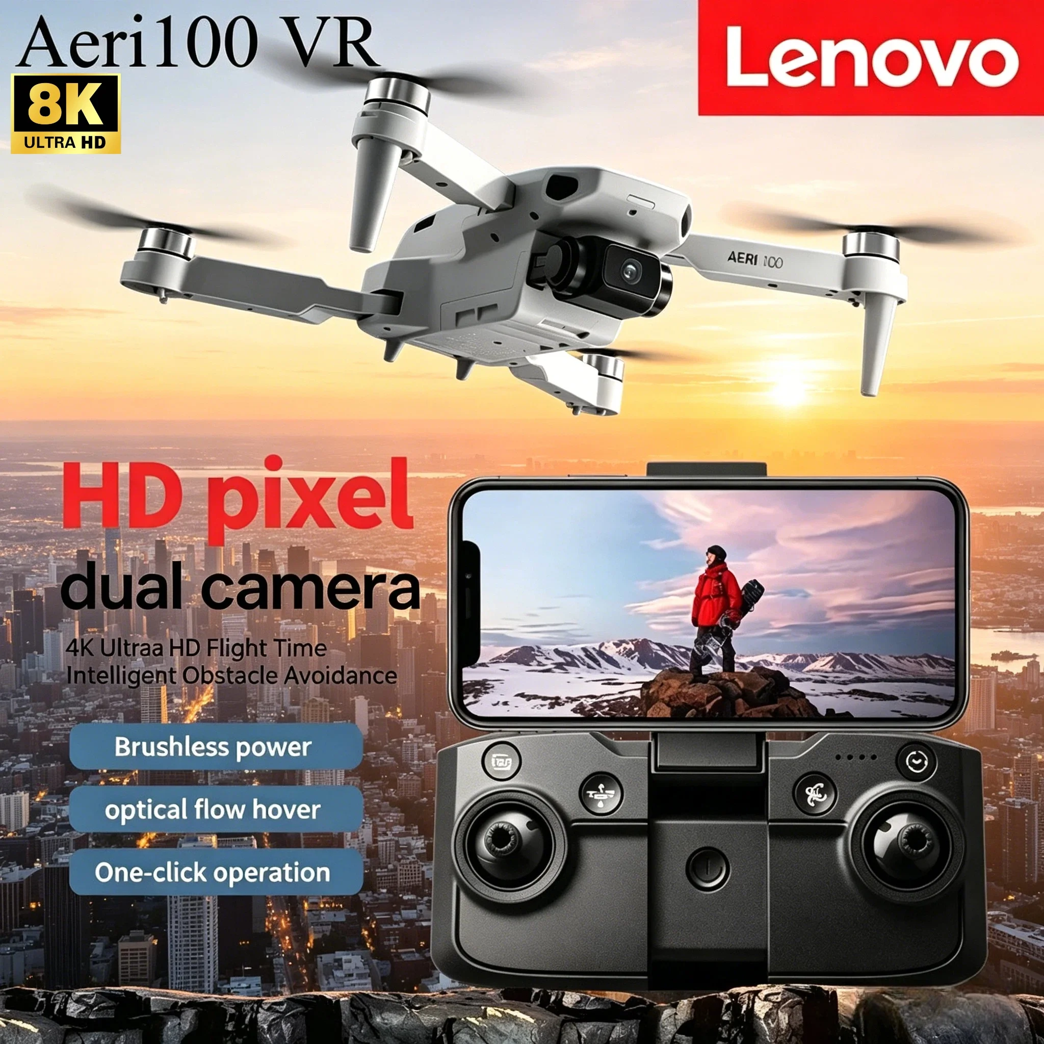 Lenovo Aeri100VR 8K Drone Screen Remote Control RC Quadcopter GPS 5G FPV Helicopter Plane Aerial Photography Toy Gift for Kids
Lenovo Aeri100VR 8K Drone Screen Remote Control RC Quadcopter GPS 5G FPV Helicopter Plane Aerial Photography Toy Gift for Kids