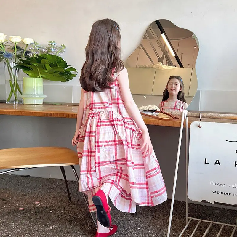 Teenage Girls Long Summer Dress New Children's Plaid Vest Princess Clothing 4 6 8 10 12 15Years
Teenage Girls Long Summer Dress New Children's Plaid Vest Princess Clothing 4 6 8 10 12 15Years