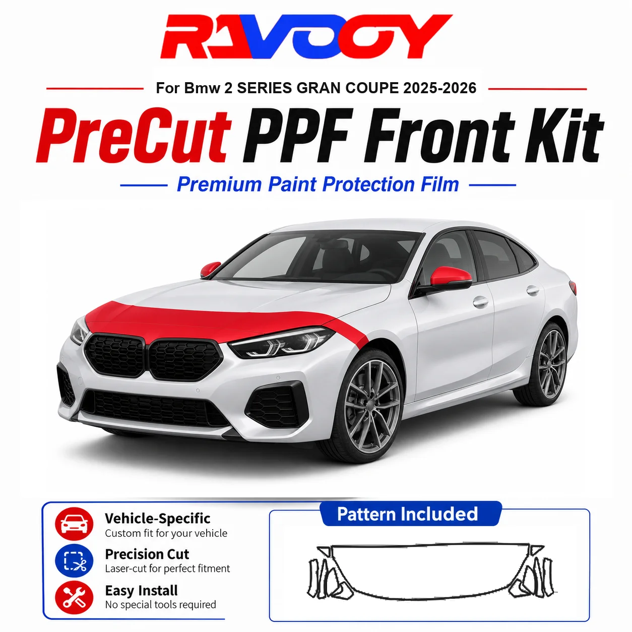 8.5mil TPU Precut PPF Kit For BMW 2 SERIES GRAN COUPE 2025-2026 - Hood, Fenders & Mirror Set - Self-Healing Clear Bra Film
8.5mil TPU Precut PPF Kit For BMW 2 SERIES GRAN COUPE 2025-2026 - Hood, Fenders & Mirror Set - Self-Healing Clear Bra Film
