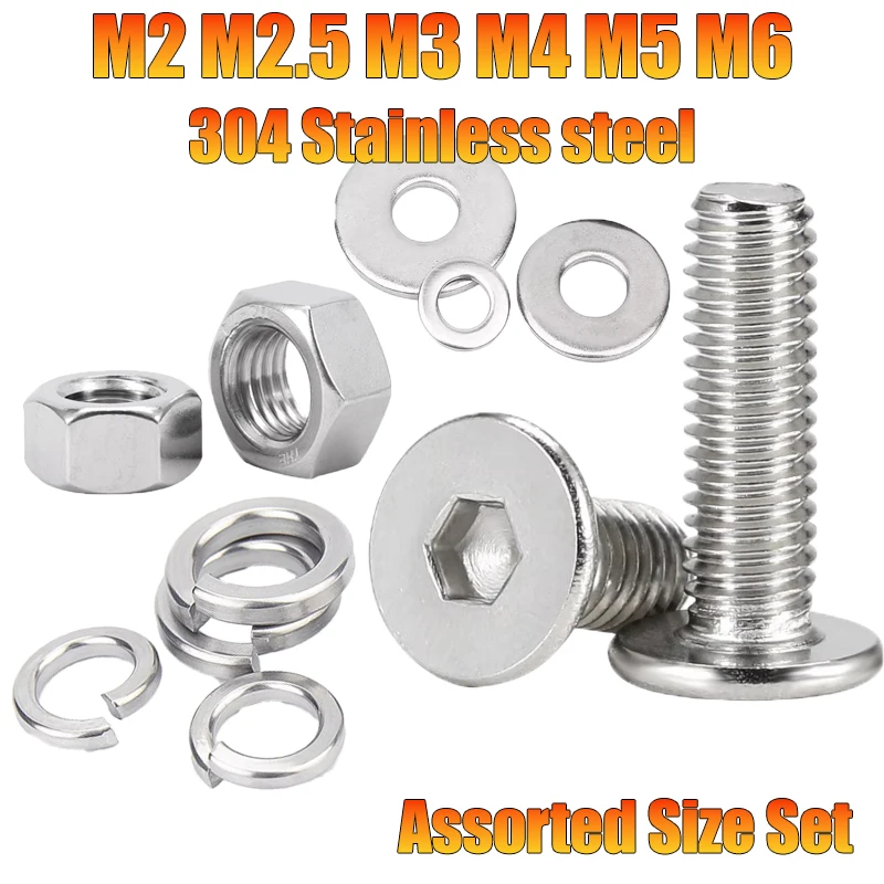M2-M6 SUS304 CM Hex Hexagon Socket Ultra Thin Super Low Flat Wafer Head Screw Nut Spring Washer Flat Washer Assortment Kit
M2-M6 SUS304 CM Hex Hexagon Socket Ultra Thin Super Low Flat Wafer Head Screw Nut Spring Washer Flat Washer Assortment Kit