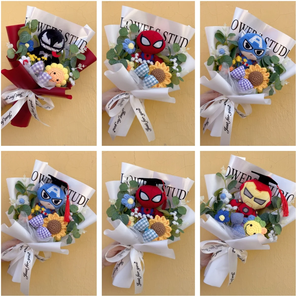 Amine Super Hero Spider-Man Stuffed Plush Dolls Creative Handmade bouquets for Boys Graduation Christmas Birthday Gifts
Amine Super Hero Spider-Man Stuffed Plush Dolls Creative Handmade bouquets for Boys Graduation Christmas Birthday Gifts