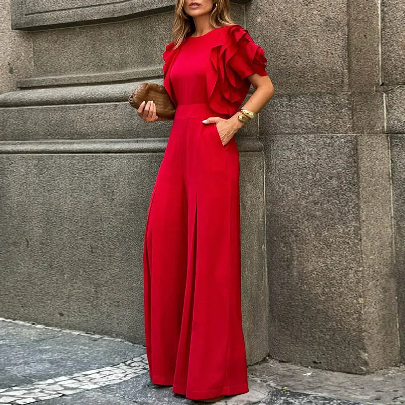 Modigirl красный комбинезон, женский комбинезон, новинка 2023 года, лето Falbala, офисный женский комбинезон с короткими рукавами и широкими штанинами, женская элегантная одежда
Modigirl красный комбинезон, женский комбинезон, новинка 2023 года, лето Falbala, офисный женский комбинезон с короткими рукавами и широкими штанинами, женская элегантная одежда