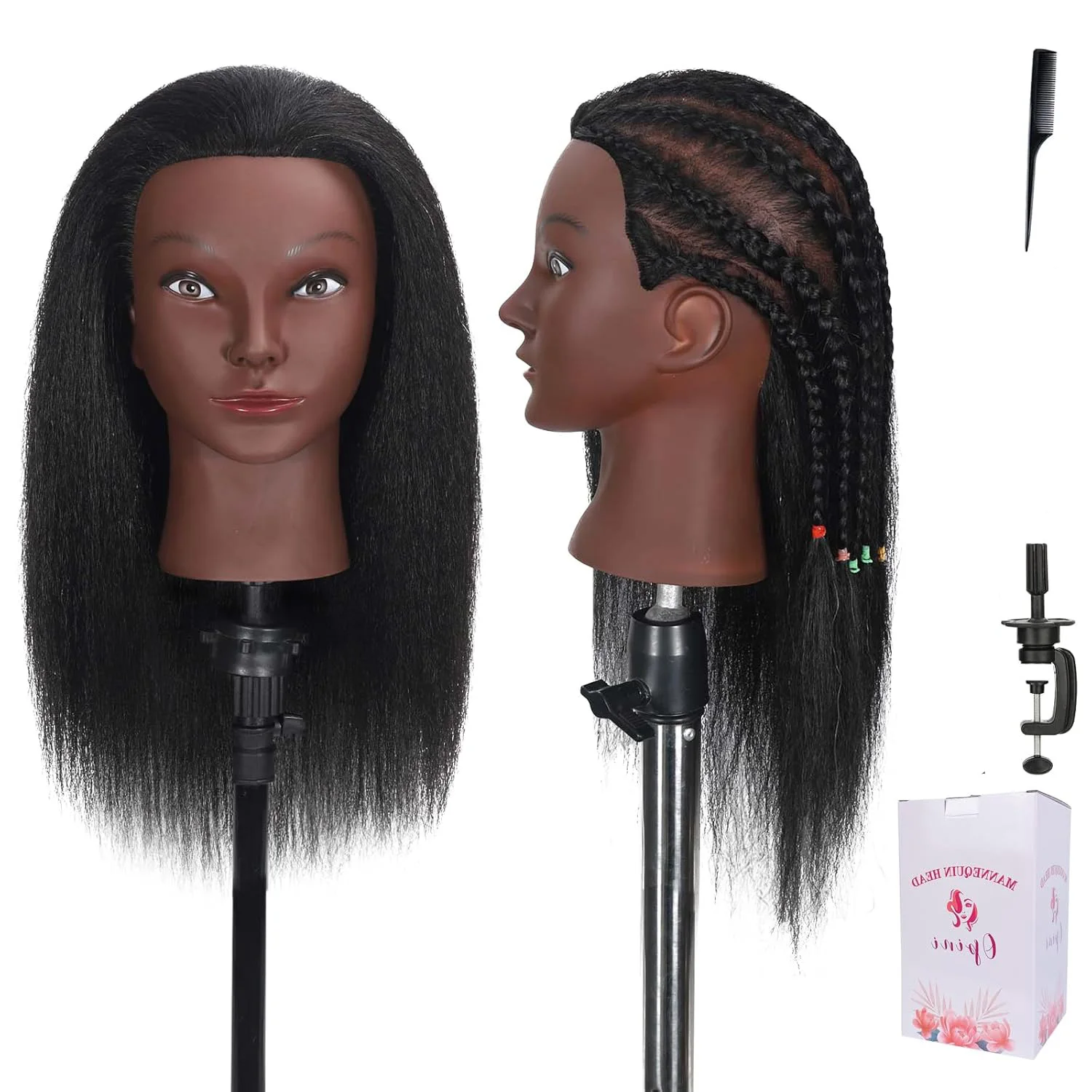 Mannequin Head with Human Hair 16" Cosmetology Manikin Doll Head 100% Real Human Hair for Styling Hairdresser Practice Braiding with Free Clamp Holder
Mannequin Head with Human Hair 16" Cosmetology Manikin Doll Head 100% Real Human Hair for Styling Hairdresser Practice Braiding with Free Clamp Holder