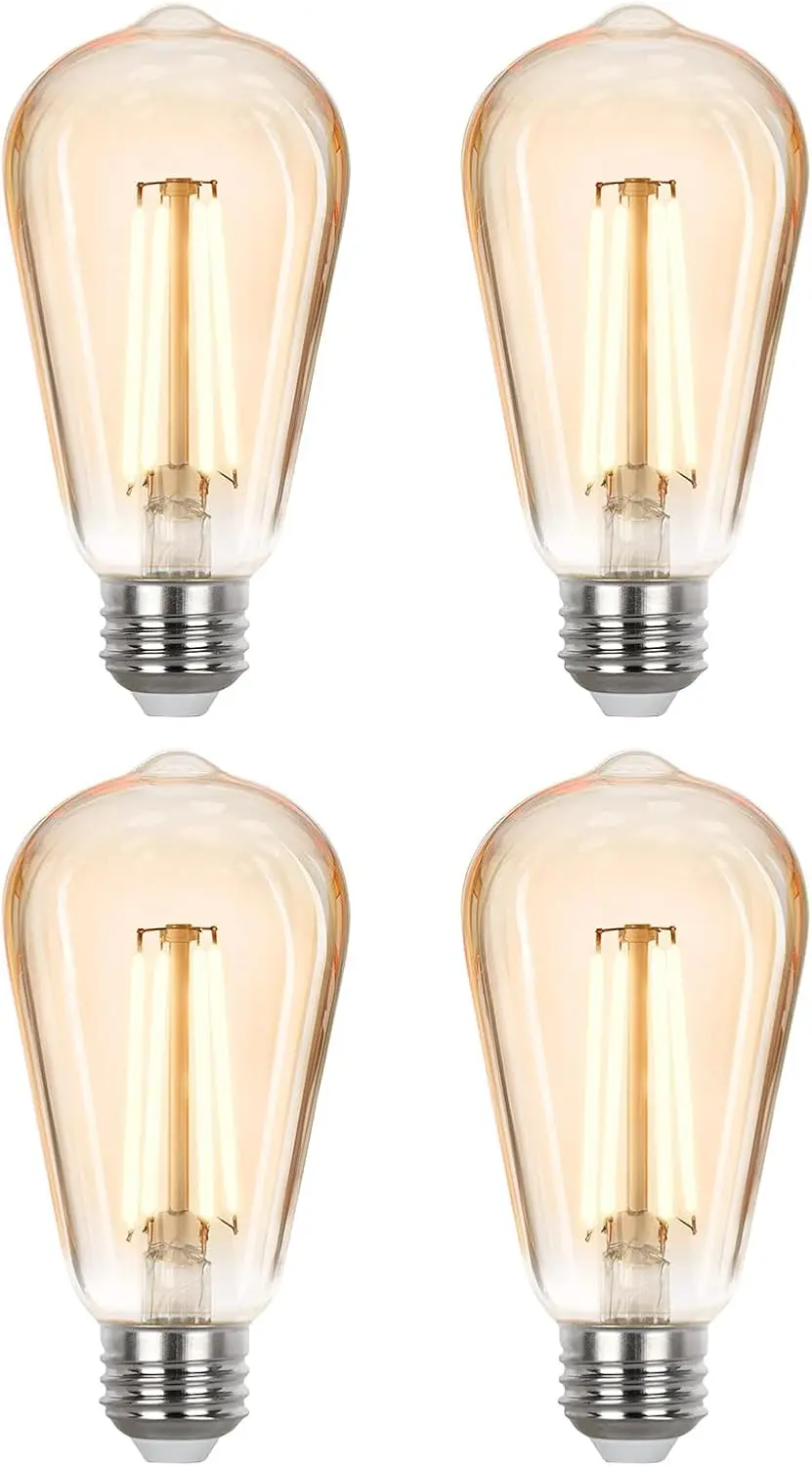 Vintage LED Edison Bulbs 40W Equivalent, Dimmable E26, 2700K Soft White, Amber Glass ST58, 4.5W 400LM, 4-Pack
Vintage LED Edison Bulbs 40W Equivalent, Dimmable E26, 2700K Soft White, Amber Glass ST58, 4.5W 400LM, 4-Pack