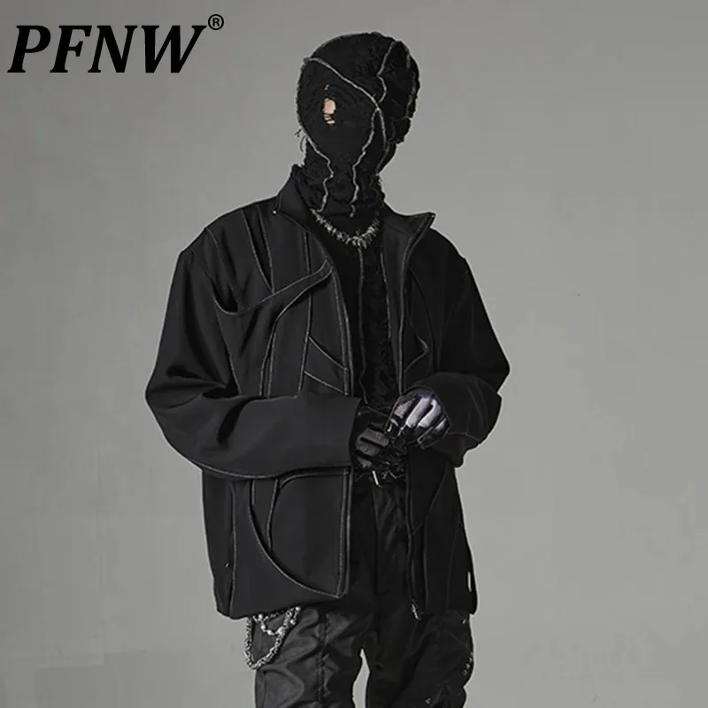 PFNW Men's Jackets Stand Collar New Deconstructed Cross Short Coat Bright Thread Design Long Sleeve Dark Style Trend Coat 12C138
PFNW Men's Jackets Stand Collar New Deconstructed Cross Short Coat Bright Thread Design Long Sleeve Dark Style Trend Coat 12C138