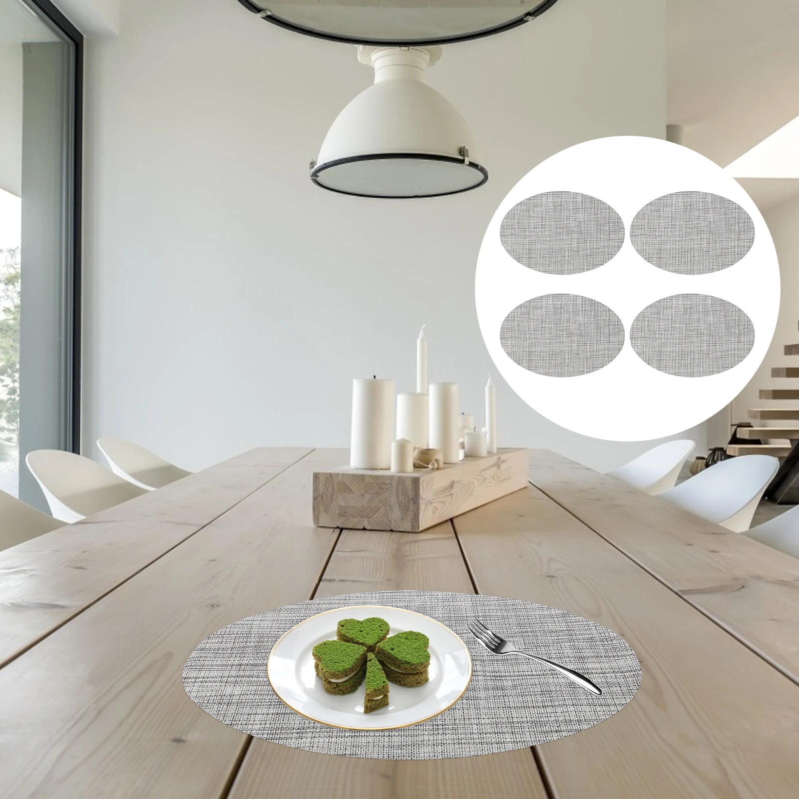 4pcs Insulated Placemat Grey Oval Thickened PVC Table Fork Mat Washable Heat Resistant Coffee Cup Mat Dining Elegant
4pcs Insulated Placemat Grey Oval Thickened PVC Table Fork Mat Washable Heat Resistant Coffee Cup Mat Dining Elegant