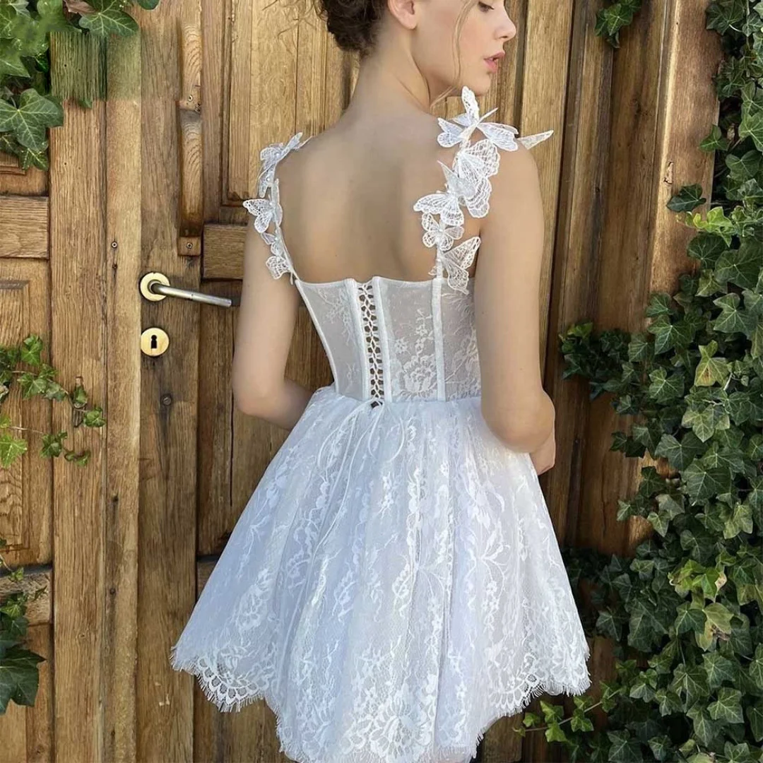 High-end Wedding Mini Dresses A-line Spaghetti Strap Off Shoulder Backless Above Knee Dresses
High-end Wedding Mini Dresses A-line Spaghetti Strap Off Shoulder Backless Above Knee Dresses