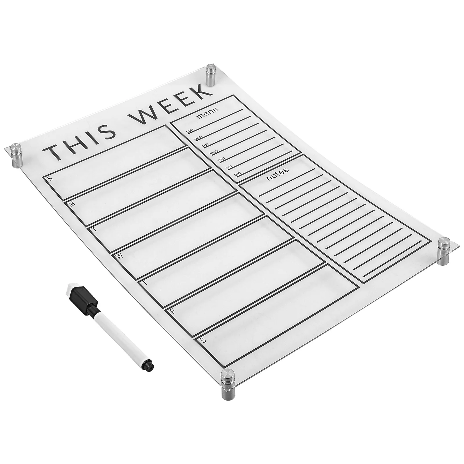 1Set Weekly Planning Memo Board Erasable Clear Acrylic Message Board for Home Office School Weekly Reminder Display 
1Set Weekly Planning Memo Board Erasable Clear Acrylic Message Board for Home Office School Weekly Reminder Display