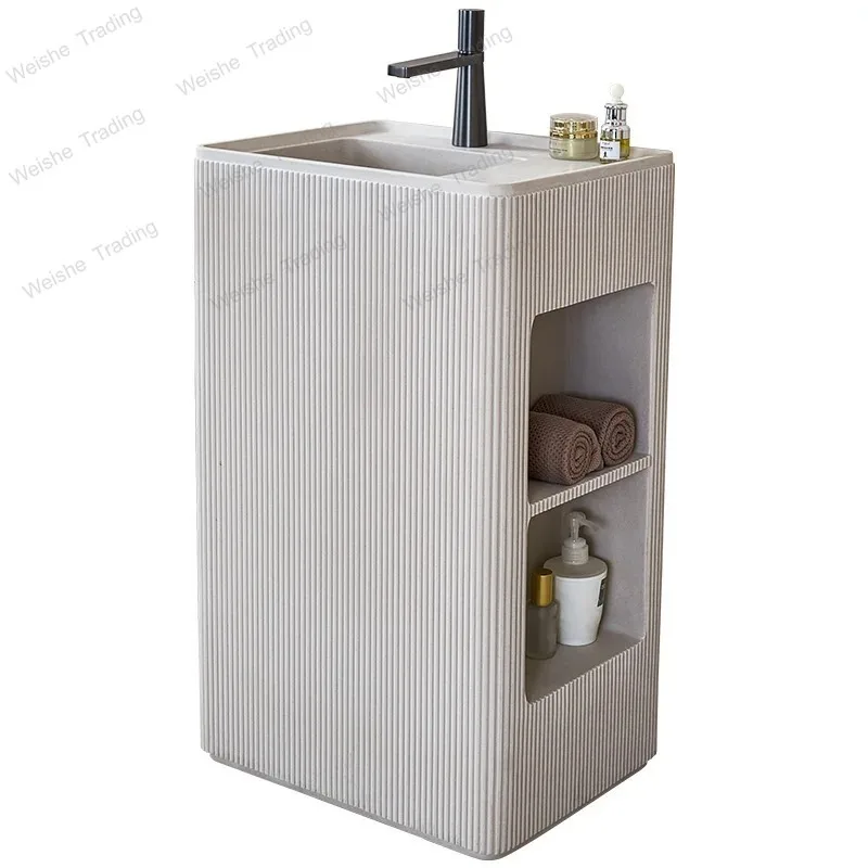 Cream wind bathroom column basin floor-to-ceiling integrated art hand wash pool toilet storage face wash table
Cream wind bathroom column basin floor-to-ceiling integrated art hand wash pool toilet storage face wash table