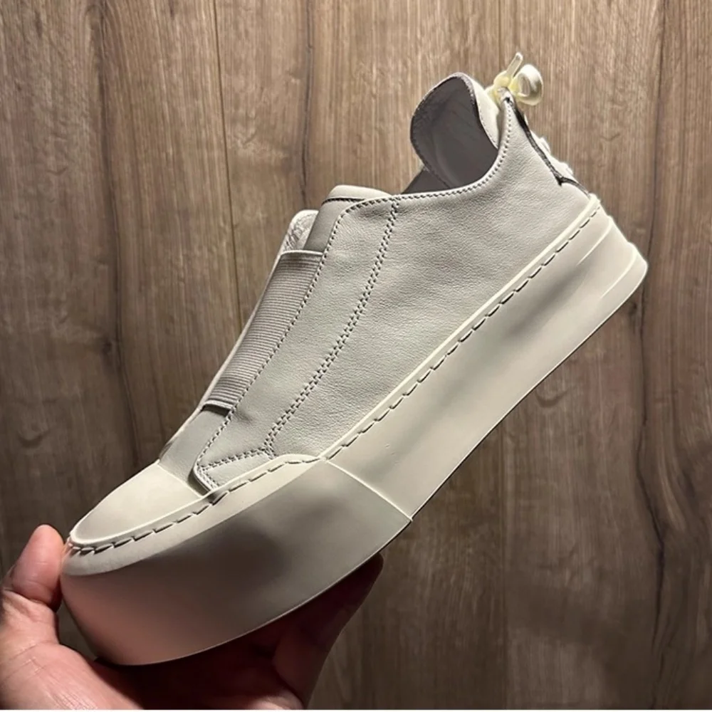 QHCCID White Cowhide Leather Loafers Casual Shoes Heel Lace-Up Design Comfortable Thick-Soled Elevated Shoes for Man 
QHCCID White Cowhide Leather Loafers Casual Shoes Heel Lace-Up Design Comfortable Thick-Soled Elevated Shoes for Man