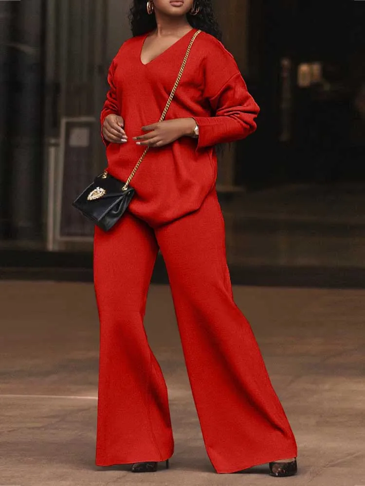 Женская одежда, зимние комплекты из 2 предметов из плотной замши для женщин, повседневный топ с v-образным вырезом и длинными рукавами и широкие брюки, элегантные комплекты
Женская одежда, зимние комплекты из 2 предметов из плотной замши для женщин, повседневный топ с v-образным вырезом и длинными рукавами и широкие брюки, элегантные комплекты
