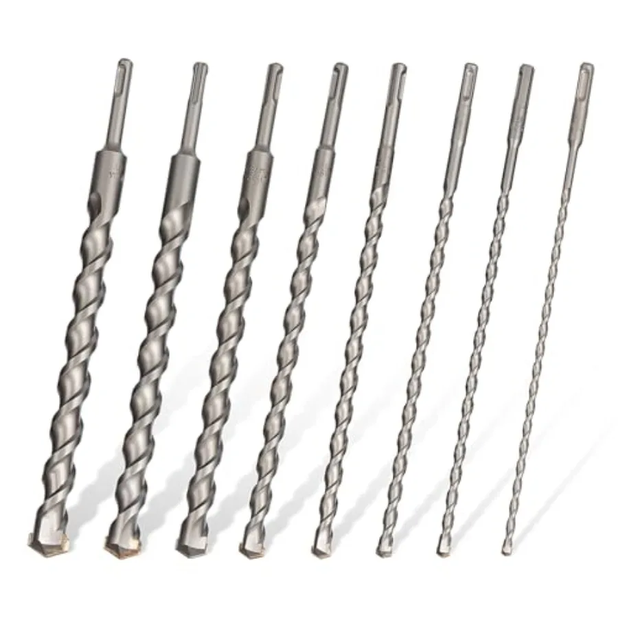 8 Pcs SDS Plus Concrete Drill Bit Set 12 in. × 1/4" 5/16" 3/8" 1/2" 5/8" 3/4" 7/8" 1" Carbide Tipped Masonry Bits for Concrete
8 Pcs SDS Plus Concrete Drill Bit Set 12 in. × 1/4" 5/16" 3/8" 1/2" 5/8" 3/4" 7/8" 1" Carbide Tipped Masonry Bits for Concrete