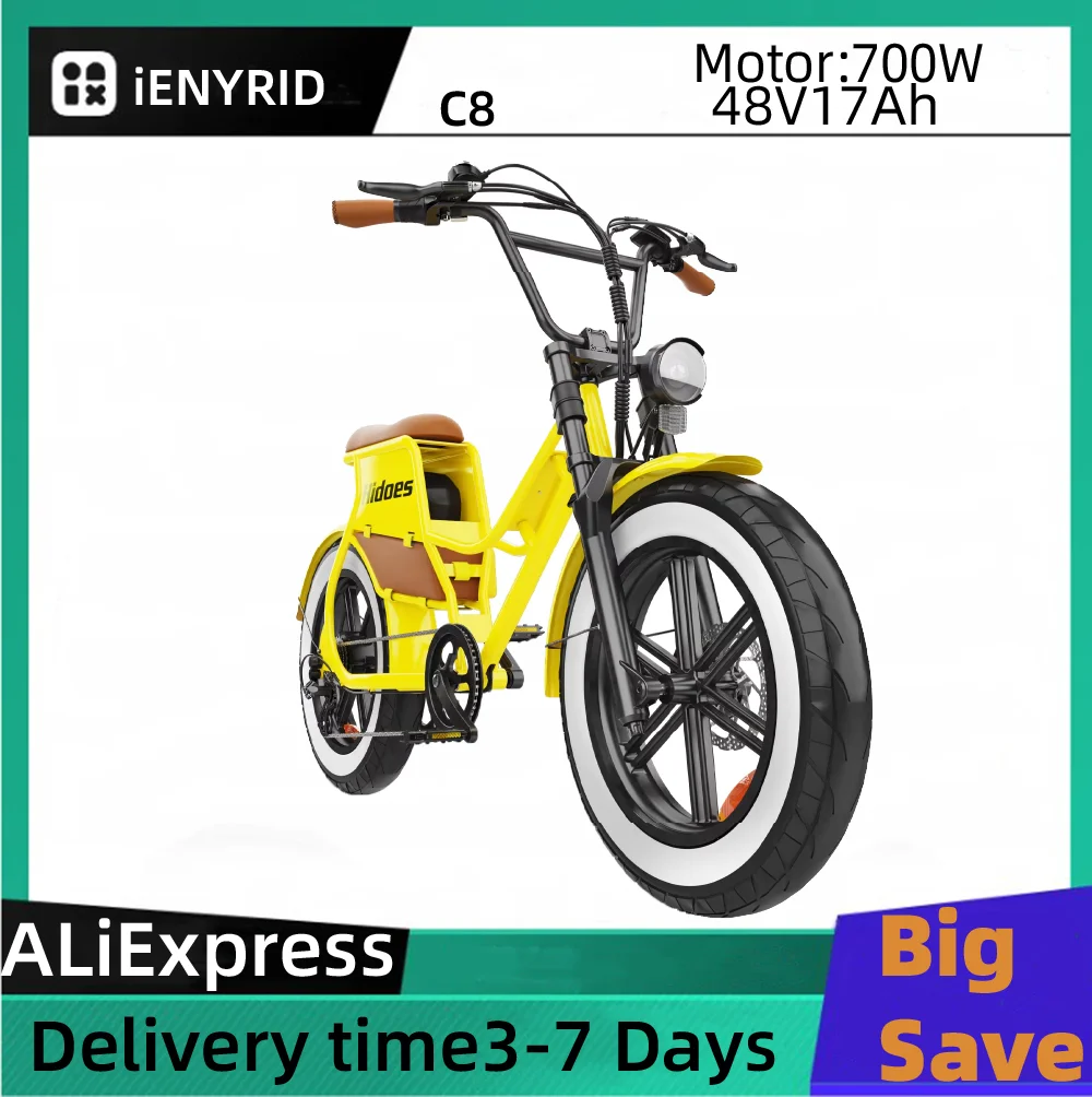 iENYRID C8 Adult Electric Bike 48V17Ah Battery 700W Motor E-Mountain bike 20 Inch Fat Tire Off-road E-bike
iENYRID C8 Adult Electric Bike 48V17Ah Battery 700W Motor E-Mountain bike 20 Inch Fat Tire Off-road E-bike