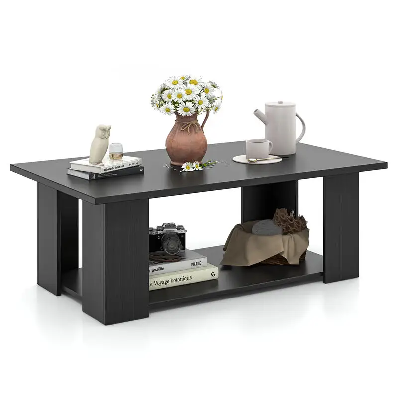 Large 36/41 Inch 2-tier Wooden Modern Coffee Table with Storage Shelf-Black
Large 36/41 Inch 2-tier Wooden Modern Coffee Table with Storage Shelf-Black