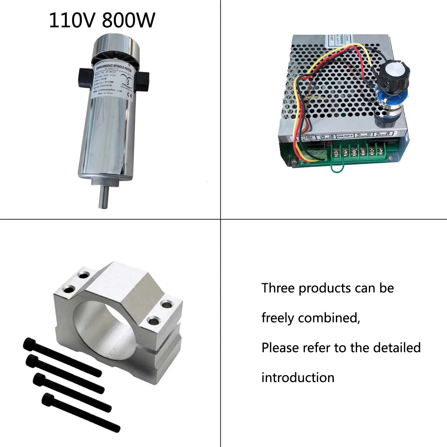 DC 110V 800W spindle Motor Kit 52mm 20000RPM High Speed CNC Engraving, for CNC Router Milling Machine, Woodworking Metal Cutting
DC 110V 800W spindle Motor Kit 52mm 20000RPM High Speed CNC Engraving, for CNC Router Milling Machine, Woodworking Metal Cutting