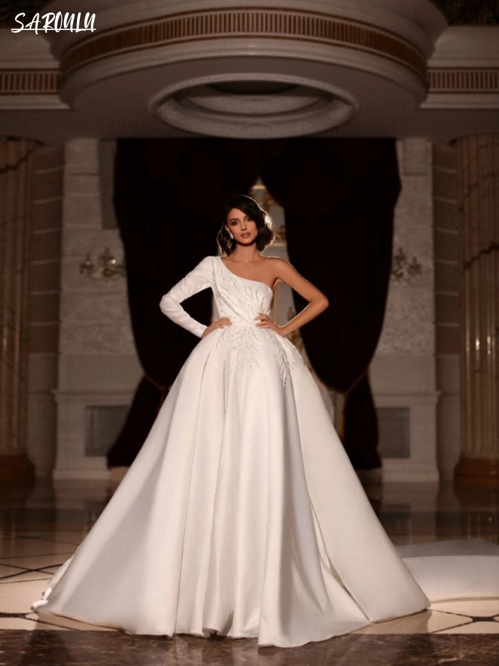 Romantic One Shoulder Wedding Dress Elegant Beaded Ball Gown Bride Robe Modern Floor-length Bridal Dresses Vestidos De Novia
Romantic One Shoulder Wedding Dress Elegant Beaded Ball Gown Bride Robe Modern Floor-length Bridal Dresses Vestidos De Novia