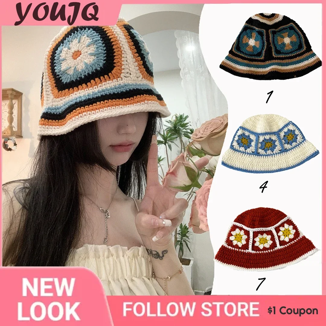 Y2k Vintage Korea Handmade Knitted Crochet Bucket Hats for Women Summer Beach Cap Flower Hollow Bob Sombreros De Mujer
Y2k Vintage Korea Handmade Knitted Crochet Bucket Hats for Women Summer Beach Cap Flower Hollow Bob Sombreros De Mujer